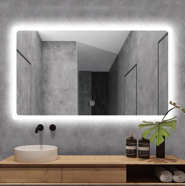 SIRHONA Badkamerspiegel met ledverlichting, instelbare kleuren en helderheid instelbaar, spiegel voor badkamer, wandspiegel met weergave van tijd en temperatuur, 100 x 60 cm, led-spiegel SIRHONA Badkamerspiegel met ledverlichting, instelbare kleuren en helderheid instelbaar, spiegel voor badkamer, wandspiegel met weergave van tijd en temperatuur, 100 x 60 cm, led-spiegel
